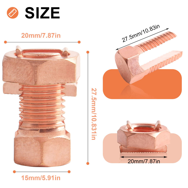 4PCS Split Bolt Connector Copper Grounding Clamps for Completing Ground Bonding to Bare Wires TJ-25