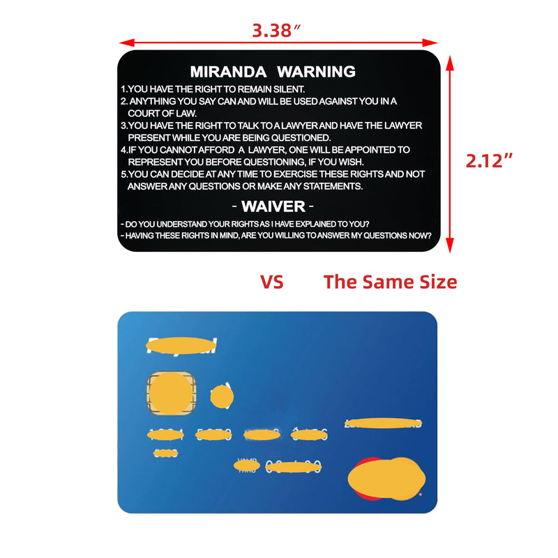 English and Spanish Miranda Rights Thick Card Metal , Miranda Warning Card Metal, Black Engraved Miranda Rights Card Bend-Resistant Card Metal Police for Law Enforcement Gifts (BIMDBR-BLK-1P) BIMDBR-BLK-1P