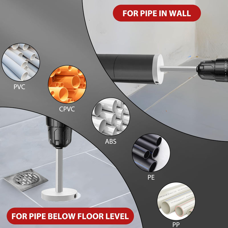 Inside Pipe Cutter for 1-1/2 Inch and 2 Inch Schedule 40 Pipe, 7 Inch Cutting Depth Internal PVC Pipe Cutter Plumbing Tool with Aluminum Alloy Body, Stainless Steel Shaft, Steel Blade Silvery