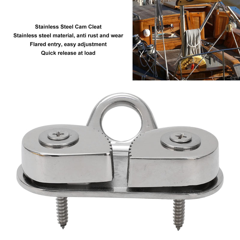 Stainless Steel Cam Cleat, Marine-Grade Fairlead with Flared Entry for Boats Dinghy Kayaks Fits 3-15mm Rope
