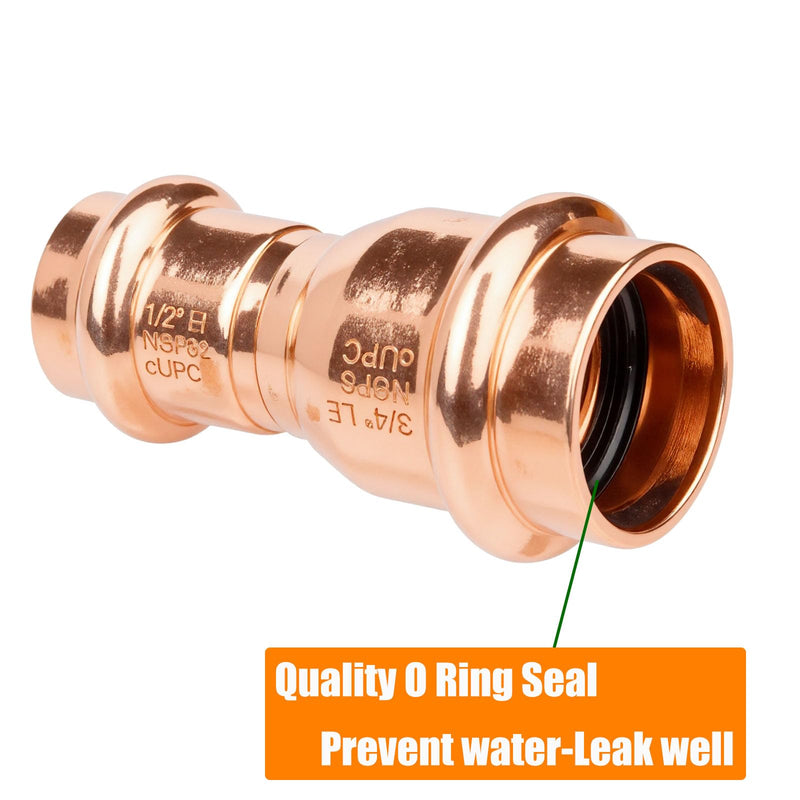 WHK 10 PKS 3/4" x 1/2" Pro Press Copper Reducing Coupling Adater Fittings