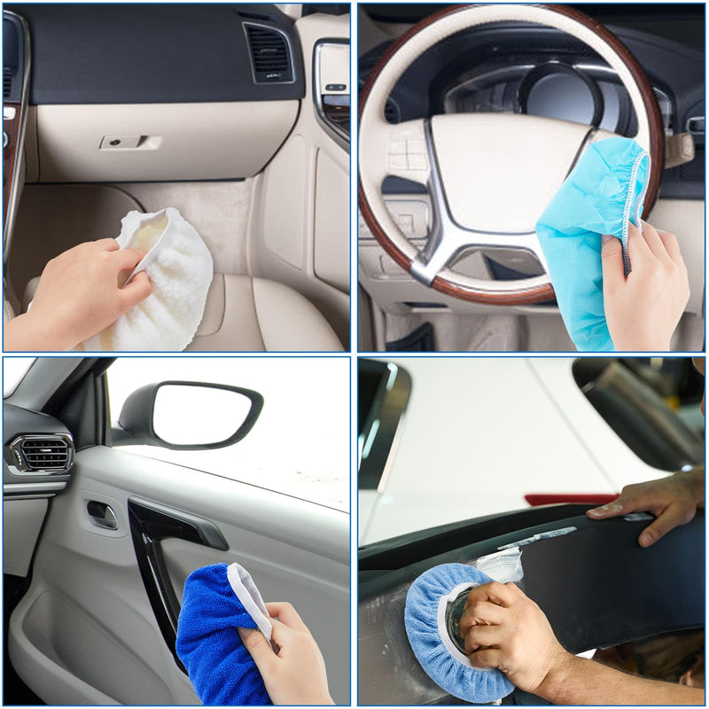 Tallew 40 Pcs Car Orbital Buffer Polisher Pad 9 to 10 Inches Microfiber Polishing Pad Cover Bonnet Set Car Polisher Bonnet Including 20 Microfiber 10 Plush 10 Non Woven