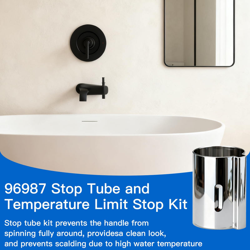 Stop Tube and Temperature Limit Stop Kit Replacement,Compatible with Moen 1 Handle Tub/Shower Faucet Valve Cartridge, Small, Chrome Shower Pull Accessory Thermostat