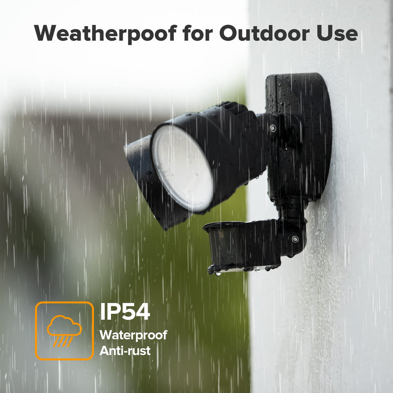 LUTEC Shrimp P6221B-PIR24 2000 Lumen 18 Watt 26 LED Motion Activated Integrated Dual-Head Floodlight Outdoor, IP54 Waterproof Exterior Security Wall Light for Patio, Garden, Yard-Black Black 1 Pack