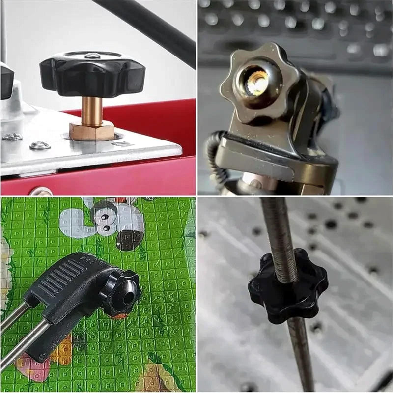 30PCS 1/4-20 Knob, 6-Star Knobs, Nylon Female Threaded Knobs, Black Screw-On Type Thru Threaded Knob Nuts, Hand Tighten Clamping Knobs