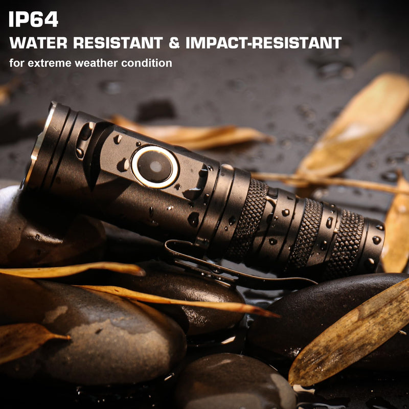 HAUTMEC 1400 Lumen Rechargeable Flashlights LED EDC Flashlight with 90 Degree Flashlight Swivel Head 5 Modes Pocket Flashlights Magnetic Base for Camping, Working, Outdoor, Hiking, Emergency Pro Swivel Flashlights