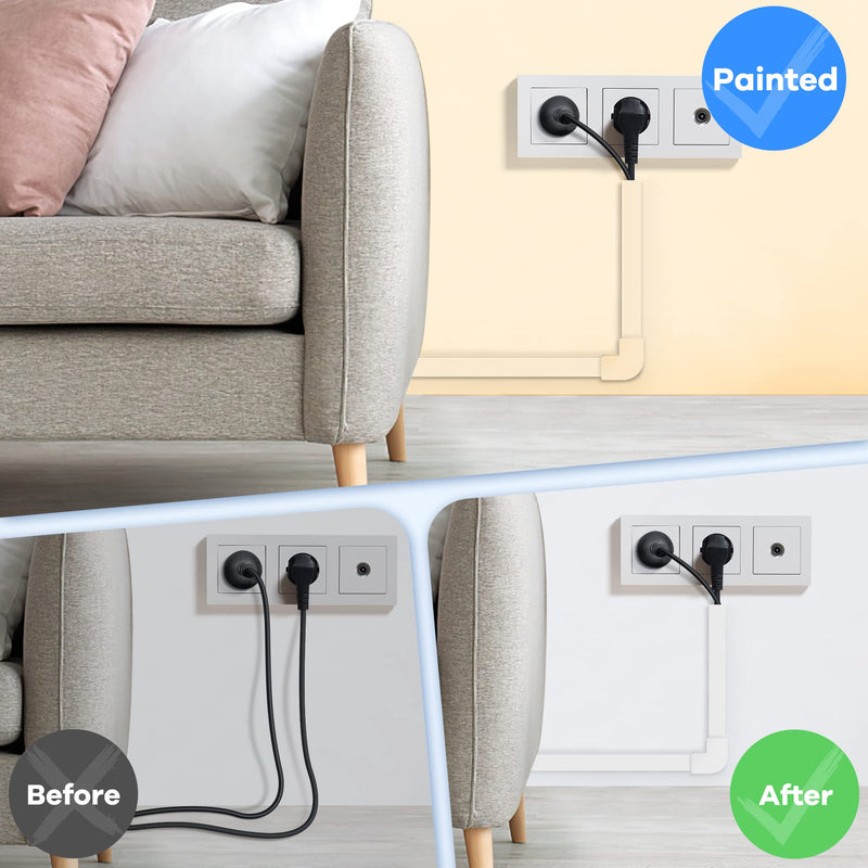 126in Cord Hider Kit, ZhiYo Cord Covers for Wall Mounted TV, Paintable Wire Cover for Cords, TV Cable Hider Wall Kit, Wall Cord Concealer, Cable Cover Wall Wire Management, 8xL15.7in W0.95in H0.55in Medium White