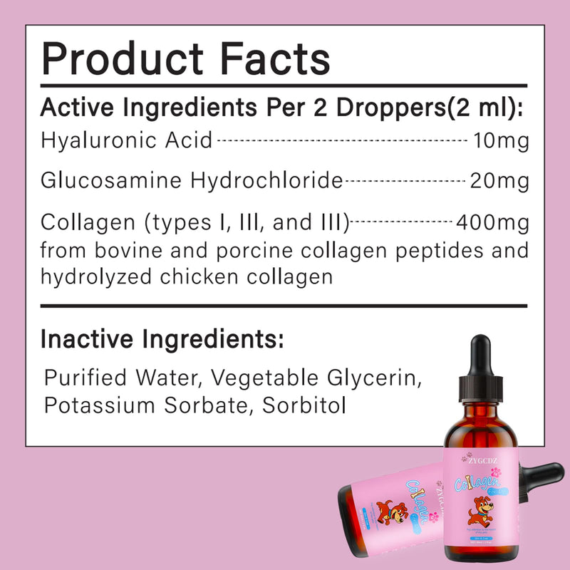 Liquid Collagen Supplement for Dogs - Supports Joint Health, Skin & Coat Vitality, and Digestive Wellness, 2 Fl Oz Premium Formula (2 Pack) (1) 1