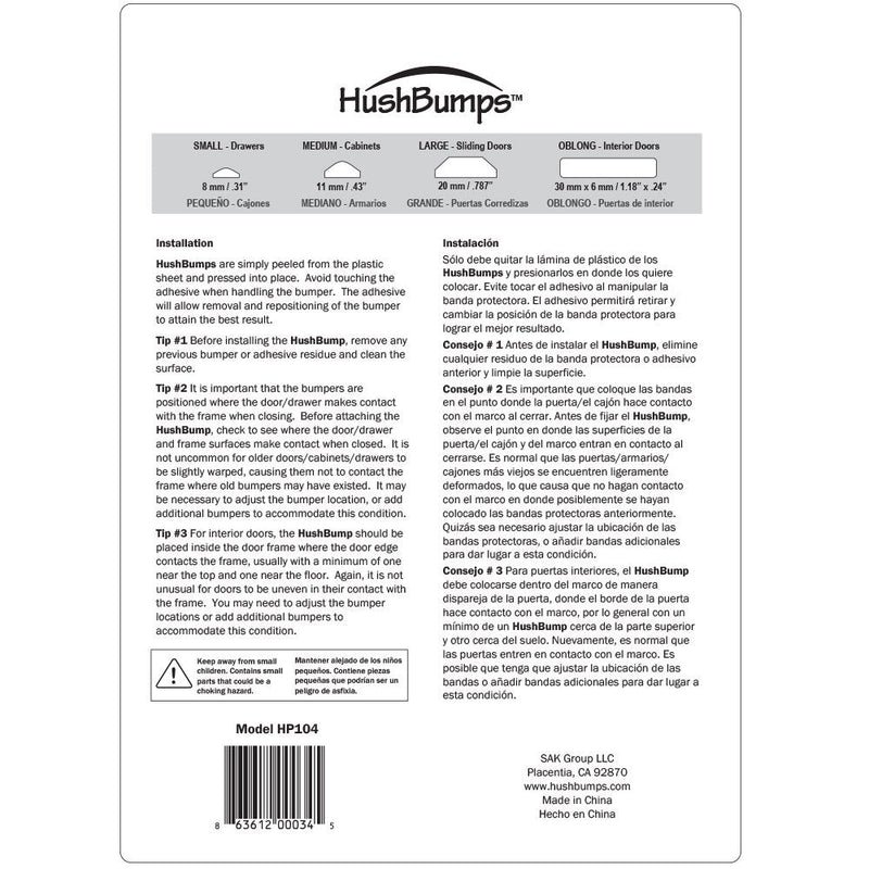 HushBumps Ultra-Quiet Gel Bumpers. 104 Piece Value Pack. Contains Cabinet, Door, Sliding Door & Drawer Bumpers. Just Peel & Stick!