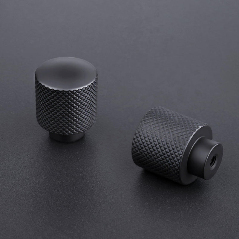 Matte Black Cabinet Knobs 6 Pack Knurled Brass Round Drawer Knobs Solid Dresser Knobs Kitchen Cabinet Handles Black Matte Black