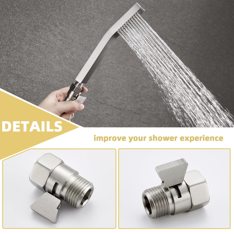 APLusee Water Flow Control Valve, Brass Shower Head Flow Restrictor, Brushed Nickel