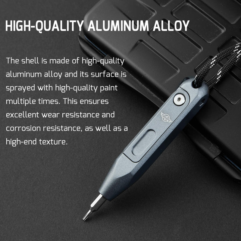 OKNIFE Otacle D1 Mini Precision Screwdriver Set, 9 in 1 EDC Multi Bit Pocket Screwdriver, Industrial S2 Steel Magnetic Bits for Work or Daily Use Aluminum-grey