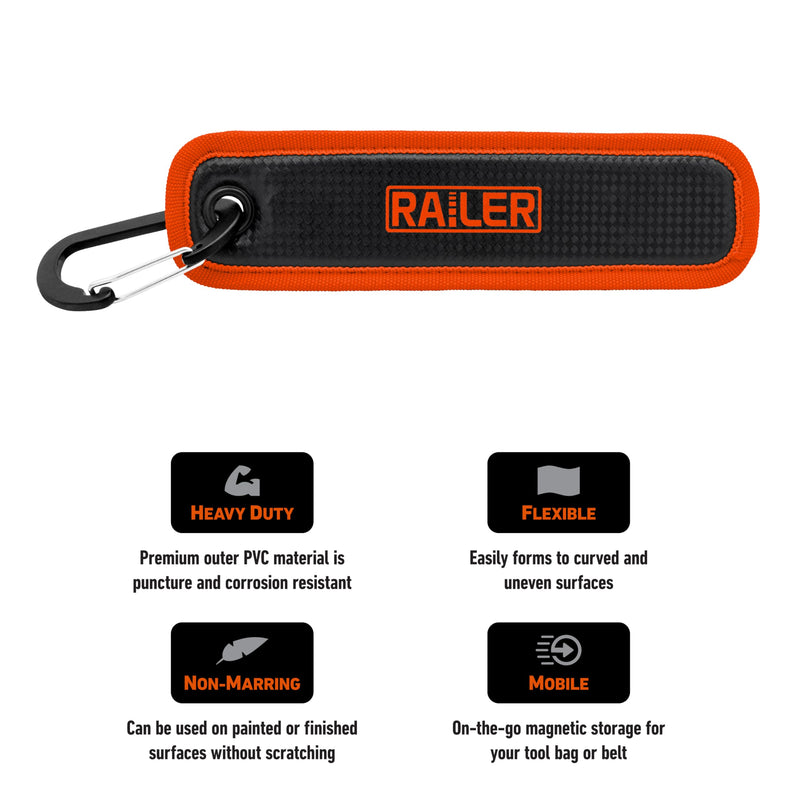 Railer MagMat Strap | Premium Magnetic Tool Pad with Carabiner. Durable Non-Slip Magnetic Tray Holds Up to 6.5lb | Efficient Tool Organizer for Workshop & Garage MagMat w/Carabiner