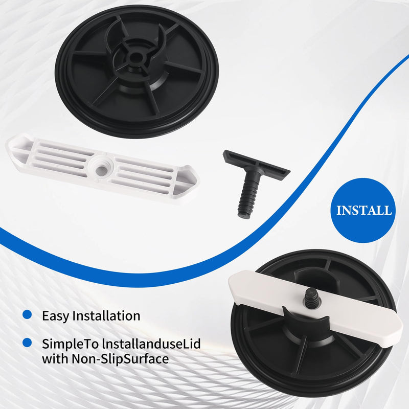 Hoffen Boat Hatch, 8" Round Deck Plate Non Slip Inspection Hatch w/Detachable Cover No Screws Installation for Marine Boat Yacht RV Trailer Black 1