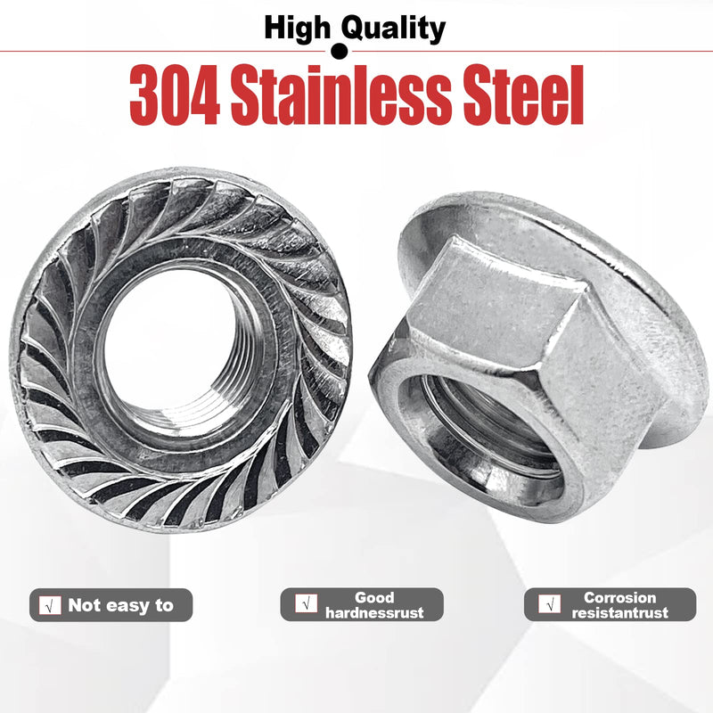 M14-1.5mm Thread Pitch 304 Stainless Steel Flange Nut Hex Lock Nuts,Fine Tooth(4pcs) M14-1.5mm