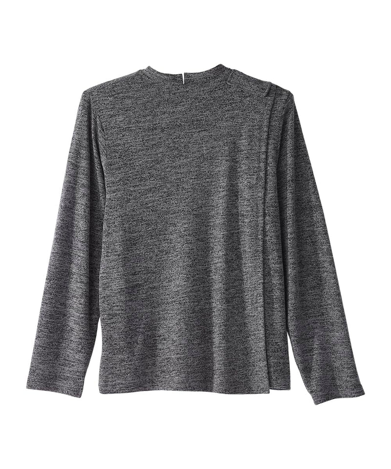 Silverts Women’s Adaptive Open Back Knit Button Top Assisted Dressing Easy Wear Long Sleeve Comfortable Stretch Top Small Charcoal Heather