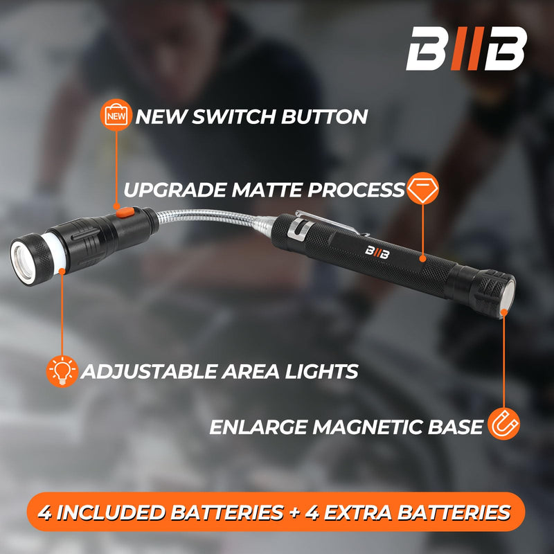 BIIB Gifts for Men, Extendable Telescoping Magnetic Pickup Tools, Mens Gifts for Dad Him Husband Grandpa, Dad Gifts for Men Who Have Everything, Birthday Gifts for Men, Unique Gadgets Tools for Men Jet Black