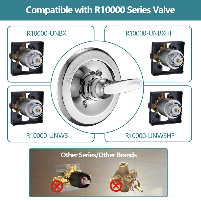 Shower Trim Kit Compatible with Delta 13/14 Series, Shower Cover Plate with Handle (Valve& Catridge Not Inclued), Chrome 1