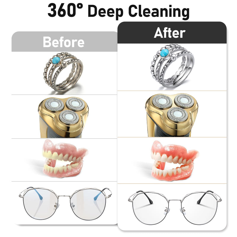 Ultrasonic Jewelry Ring Cleaner, 48kHZ Ultrasonic Retainer Ring Cleaner with 2 Modes Digital Timer, Portable Jewelry Cleaner Ultrasonic Machine for Ring, Glasses,Watch Strap, Dentures, 22oz (640ml)