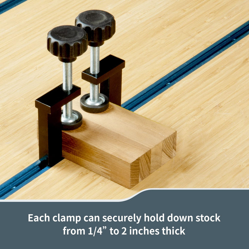 POWERTEC T Track Clamp - Accepts 1/4" & 5/16" T Bolts, Hold Down Clamp for Track Saw Guide Rail, 4PK (71439-P2)