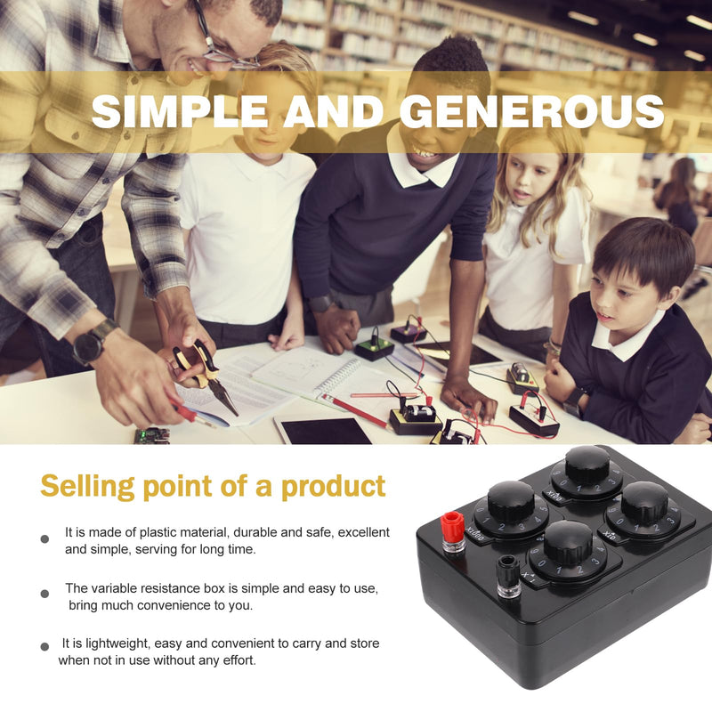 HEALLILY Switch Decade Variable Resistance Box Adjustable Resistor Substitution Box Resistor Experimental Equipment for Physical Teaching, 0-9999 Ohm Black