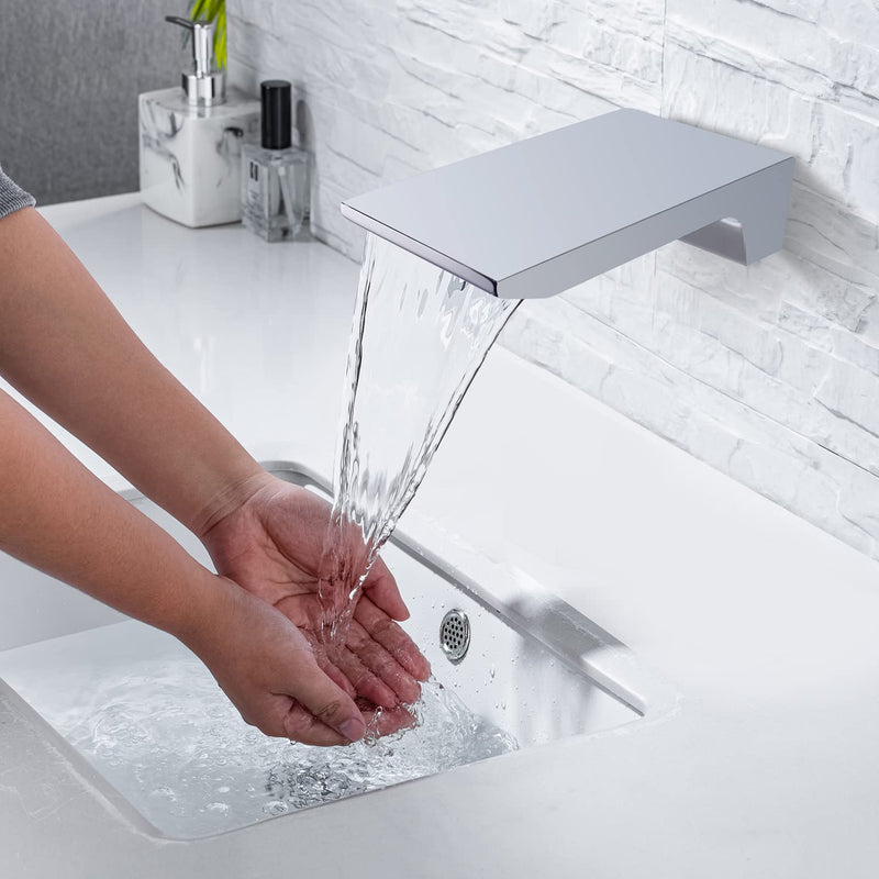 Wall Mount Waterfall Tub Spout High Flow Waterfall Bathtub Spout 1/2" NPT Connector Roman Bathtub Filler Faucet Replacement for Bathroom Vessel Faucet Sprayer, Chrome