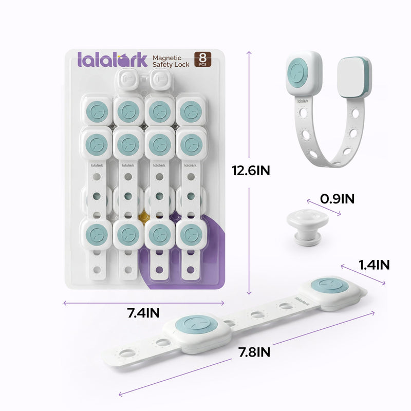 lalalark 8 Pack Magnetic Cabinet Locks Baby Proofing with 2 Keys, 3M Adhesive No Drill Child Proof Cabinet Locks for Kids Safety, Safe Quick Baby Locks for Cabinets, Door, Fridge, Drawers, Furniture