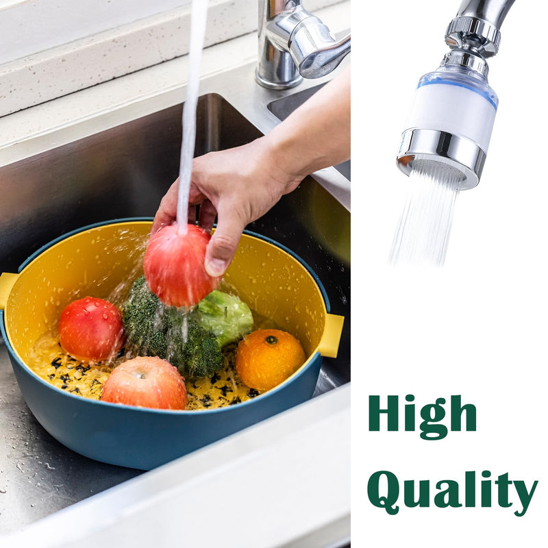 2-Pcs Sink Water Faucet Filter,360 Degree Rotating Faucet Filter Water Filter Purifier for Kitchen,Bathroom Sink,Removes Sediment and Large Impurities,with 6 Filter Cartridges 2 faucet filter with 6 cartridges