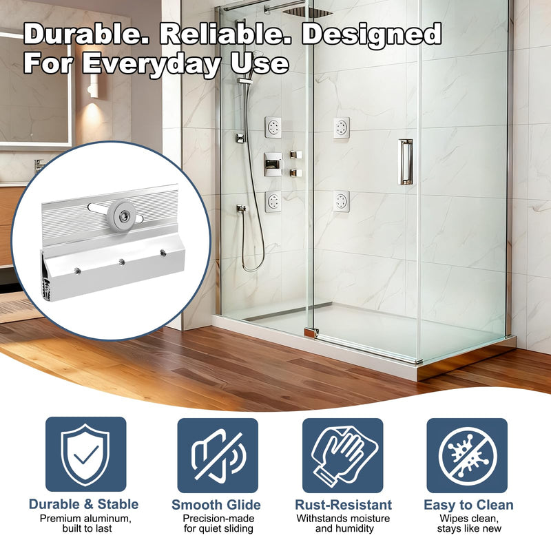 4 Pack M 6053 Frameless Shower Door Roller Assemblies – 3/4" Plastic Wheels with Ball Bearings,Chrome Aluminum Bracket,Replacement Kit for Glass Sliding Doors Parts
