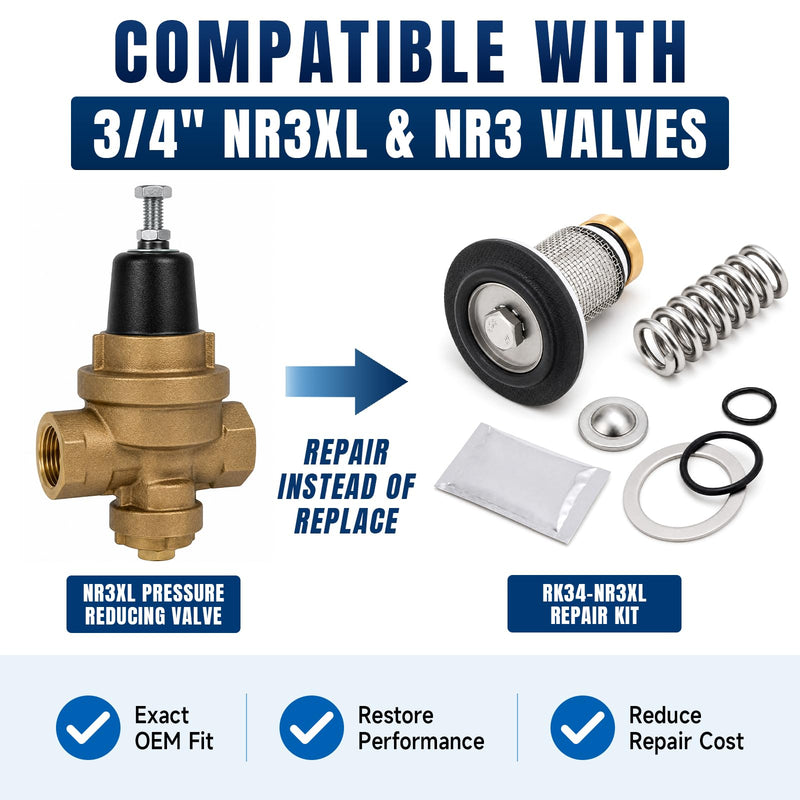 Hicarer 3/4" Pressure Reducing Valve Repair Kit Compatible with NR3XL