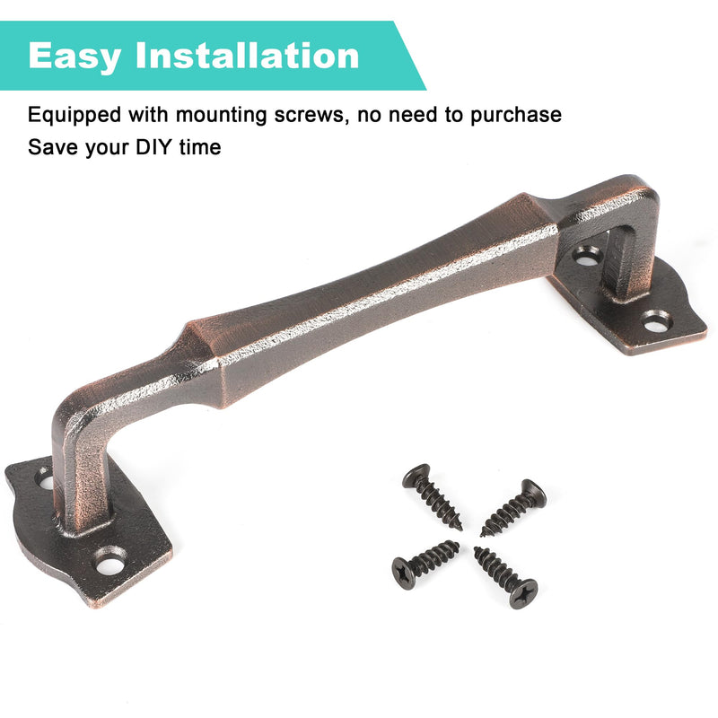 Sliding Barn Door Handles, 10 Inch Heavy Duty Rustic Design Barn Pull Handle, for DIY Sliding Barn Door, Gate, Shed, Garage | Square Solid Metal Material, Oil Rubbed Bronze Finish 10 Inch Barn Door Handles ORB