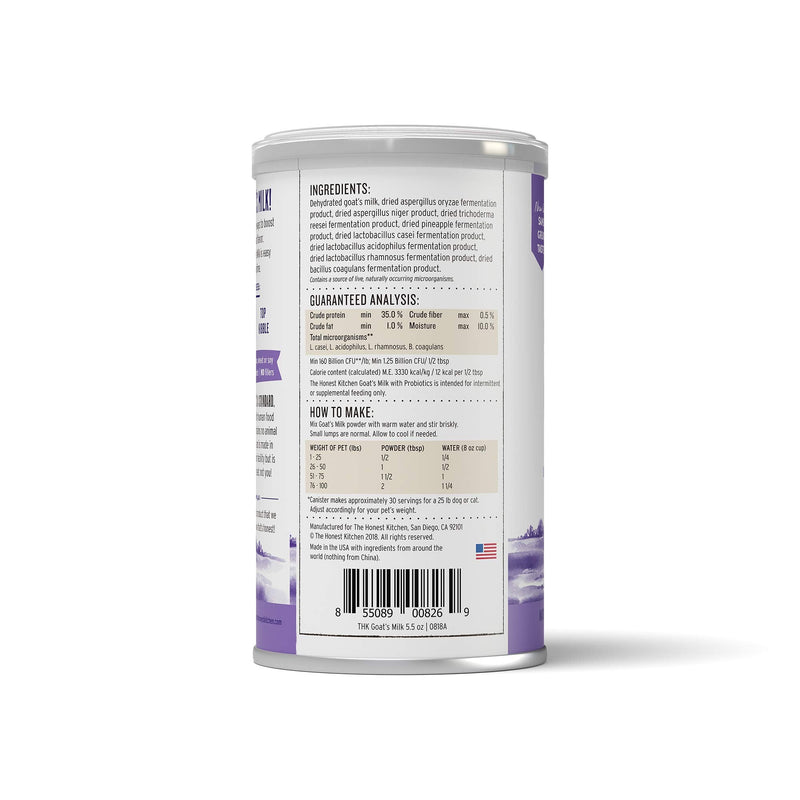 The Honest Kitchen Instant Goat's Milk with Probiotics for Dogs and Cats 5.2 oz 5.2 Ounce (Pack of 1) Pet Food