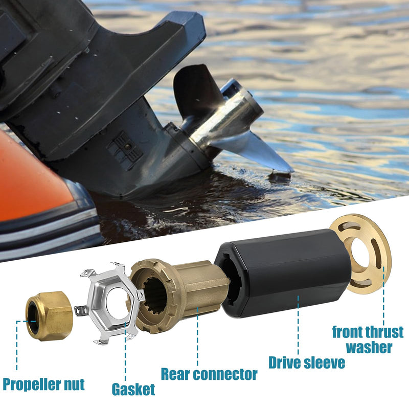 Mercury Prop Hub Kit, 835257Q1 Hub Kit 835257K1 Mercruiser Alpha One Propeller Replacement Quicksilver Brass Material, for 40-60 HP CT, 70-250 HP, Force 90-120, Verado 150-300