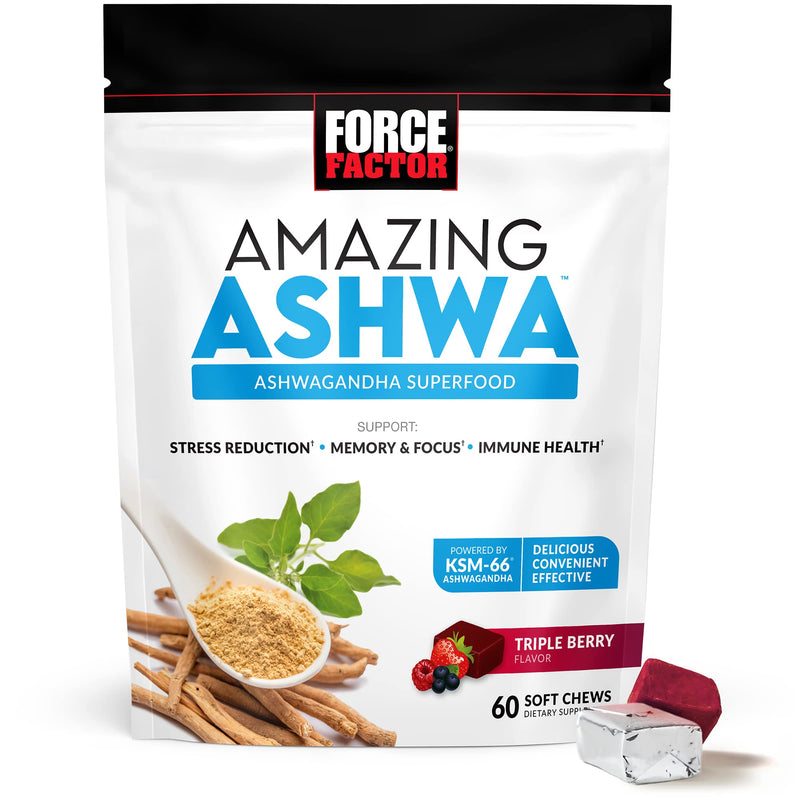 Force Factor Amazing Ashwa for Stress Relief + Better Turmeric Joint Support + Total Beets Heart-Healthy Energy Soft Chews (60 Chews Each) - PawsPlanet Australia
