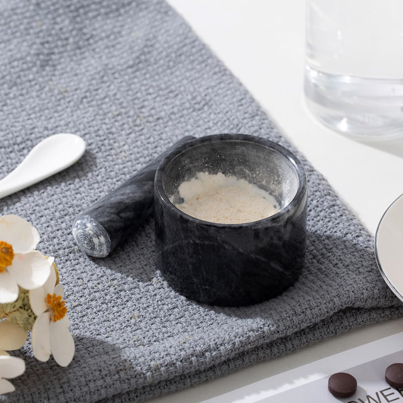 Pill Crusher, Mini Marble and Pestle Set, Pill Crusher Grinder Fine Powder, Arthritic Hands Pill Grinder marble001