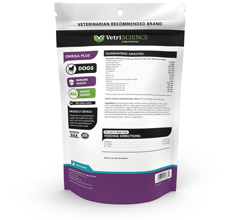 VetriScience Omega Plus Advanced Skin Supplement for Dogs â€“ Fish Oil Supplement for Itchy Skin with Omegas 3, 6, 9 Fatty Acids and Added Nutrients - PawsPlanet Australia