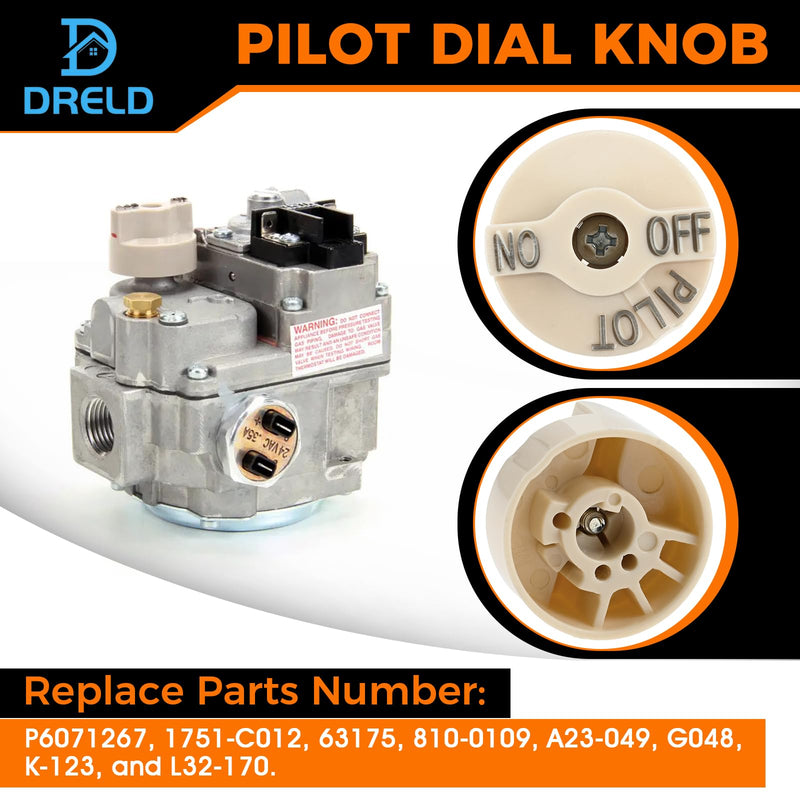 Temperature Control Valve Beige Pilot Dial Knob and 200-400°F Thermostat Dial Knob for Fryers, Range, Braising (Pack of 2)