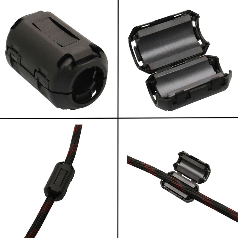 30Pcs Clip-on Ferrite Ring Core RFI EMI Noise Suppressor Cable Clip for 3.5mm/ 5mm/ 7mm/ 9mm/ 13mm Inner Diameter Telephones,Tvs,Speakers,Radio,Audio Equipment Noise Suppressor Video Cable Power Cord
