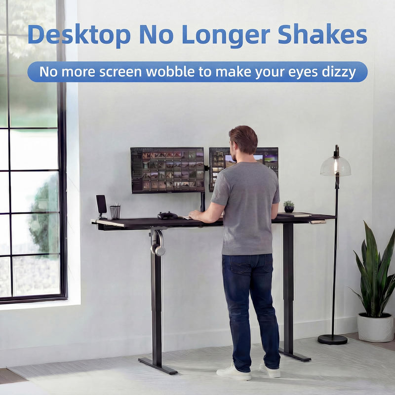 Standing Desk Anti Wobble Stabilizer Clamp 2 Pack, Helps Reduce Standing Desk Wobble, No-Drill Desktop Clamp with Rubber Roller for 1 Inch Desk Tops (Fits 0.5"–1.2") Black (2-pack 0.5"–1.2" Desk Thickness)
