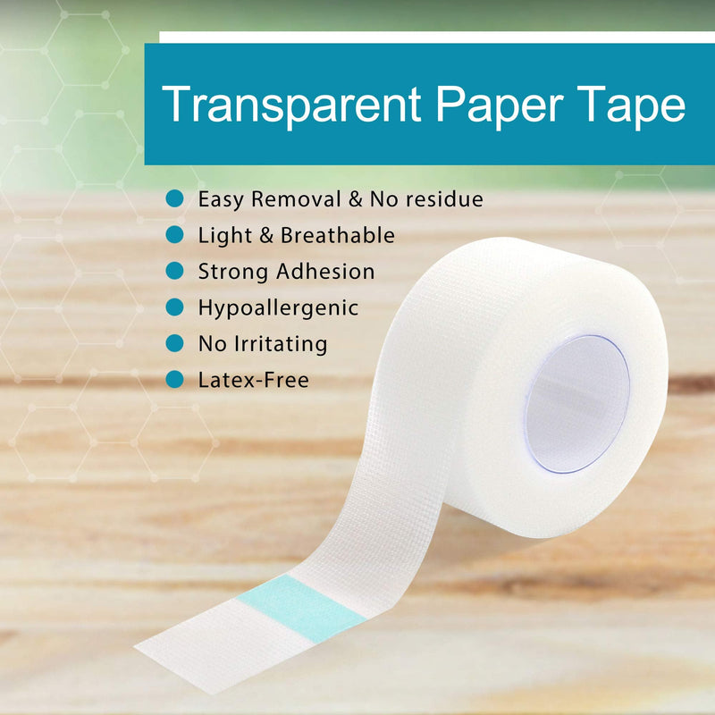 LotFancy Transparent Medical Tape, 2 Rolls, Adhesive Clear Hypoallergenic Surgical Tape, PE First Aid Tape for Wound, Bandage, 1inch x 10Yards, Sensitive Skin, Latex Free 2 Count (Pack of 1)