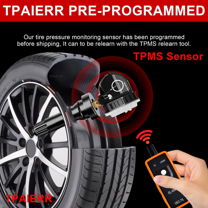 4Pcs TPMS Sensor, 315Mhz OE F2GT1A180AB F2GT1A150AB F2GZ1A189A Pre-Programed Tire Pressure Monitoring System Compatible with Ford F-150 Edge Ranger/Flex/Mustang/Explorer/Lincoln MKS Set of 4