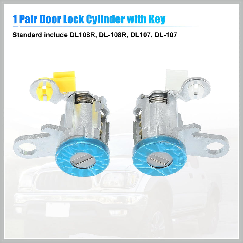 1 Pair Door Lock Cylinder Set Kit with 2 Keys for Toyota Tacoma 1995-2004 DL-107 DL108R Front Side Door Lock Set Tumbler with Key 6905135070 6905235070 LH RH Replacement Car Parts