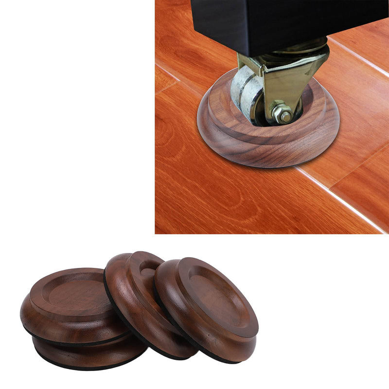 Grand Piano Caster Cups, 4 Pcs Piano Caster Pads Walnut Piano Wheels Feet Non-Slip & Anti-Noise Foam Floor Protectors Piano Casters Pad Wood Piano Caster Cups Floor Protectors for Upright Piano