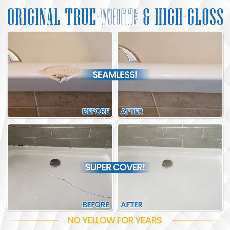 Tub & Shower Repair Kit, True-White Fiberglass & Porcelain Repair for Bathtub, Sink, Basins, Shower Pan, Toilets, Floor Tile - Quickly & Easily Fix Cracks,Holes,Chips,Scratch on Acrylic,Enamel,Ceramic - NewNest Australia
