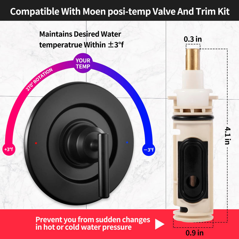 Upgrade 1222 Cartridge Replacement Kit with Removal Tool 104421 & Handle Adapter 116653 - Compatible with Moen Posi Temp Tub/Shower Faucets, Durable Brass Construction (Upgraded)