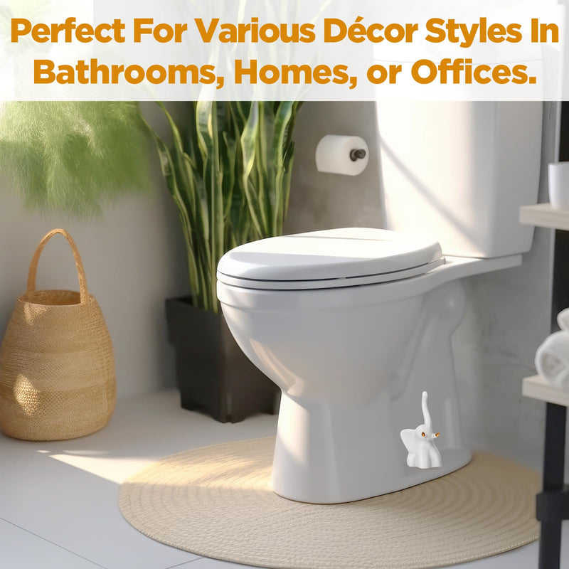 2 Pcs Toilet Bolt Caps, Toilet Bolt Covers, Ceramic Toilet Bolt Covers, Toilet Floor Bolt Caps, Toilet Bolt Caps Decorative, Cute Animals Toilet Covers for Home Bathroom(White,Elephant) White Elephant