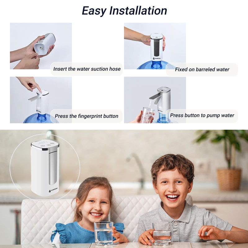 Automatic Water Dispenser Pump for 5 Gallon Bottle - Digital Display, Type-C USB Charging, Portable Electric Water Pump, Foldable Spout, Quantitative & Continuous Dispensing (Black - Silver) Black - Silver - NewNest Australia