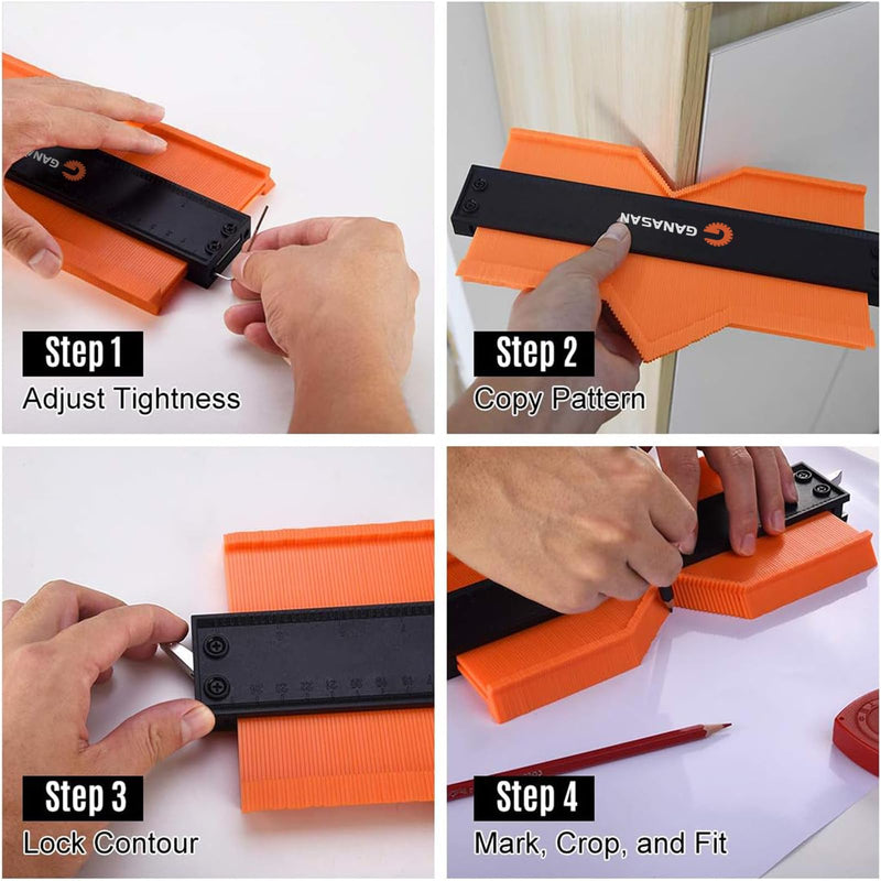 Contour Gauge with Lock|10+5 Inch Construction Rulers Measure Tool for Corners and Contoured, Handyman DIY Woodworking Tools, Construction Carpenter Tools, Super Contour Duplicator for Men Husband Dad - NewNest Australia