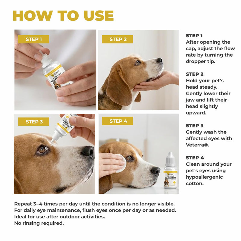 Dog and Cat Eye Care Solution for Dog & Cat – Vet Recommended Eye Cleaner, Helps Remove Eye Discharge & Tear Stains, Supports Eye Hygiene, Gentle Daily Use Eye Wash - 1 Oz 30 Ml