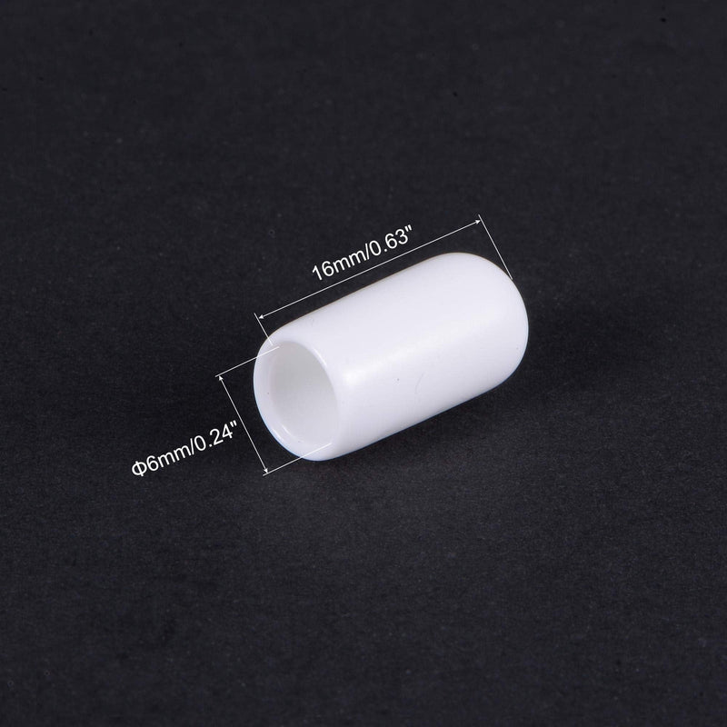 uxcell 50pcs Round Rubber End Caps 1/4"(6mm) White Vinyl Cover Screw Thread Protectors 6mm